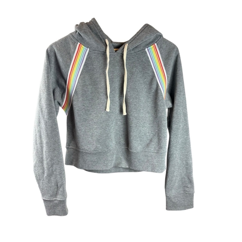 EUC 🌈Brooklyn Cloth Oversized Gray Sweatshirt with Rainbow Stripes SZ M